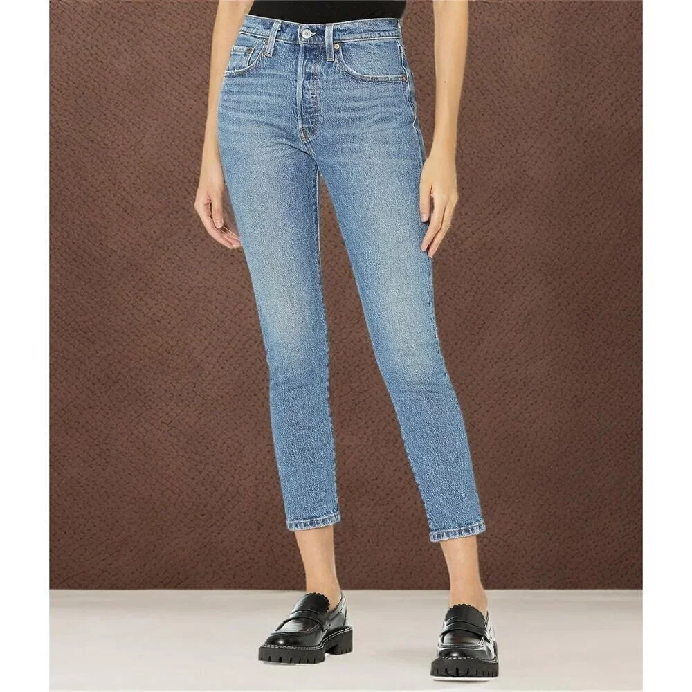 Women's Skinny Jeans Cotton Elastane High Rise Slim Fit Button Fly Size 29